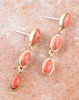 Three Times the Orange Sponge Coral Golden Drop Earrings