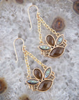 Tribecca Blue Abalone Black Smoky Quartz Golden Drop Earrings