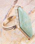 Trillion Green Turquoise Golden Ring