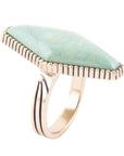Trillion Green Turquoise Golden Ring