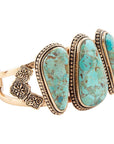 Trio Blue Turquoise Golden Cuff Bracelet