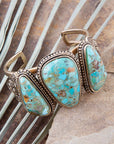 Trio Blue Turquoise Golden Cuff Bracelet