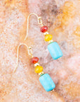 Triple Drop Magnesite and Jade Earrings