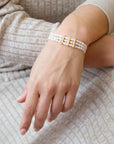 Triple Freshwater White Pearl Classic Golden Stretch Bracelet