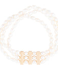 Triple Freshwater White Pearl Classic Golden Stretch Bracelet