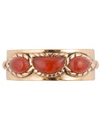 Triple Stone Orange Carnelian and Golden Ring