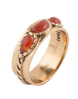Triple Stone Orange Carnelian and Golden Ring