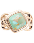 Blue Turquoise and Golden Bronze Cut Out Ring