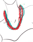 Turquoise and Coral Toursade Necklace