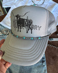 Turquoise and Silver Pearl Hat Chain