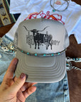 Turquoise and Silver Pearl Hat Chain
