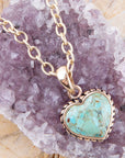 Turquoise Heart Pendant and Bronze Necklace