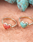 Rope My Heart Blue Turquoise and Golden Ring