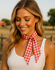 Red and White Western Skinny Mini Wild Rag Scarf / Cowgirl Necktie 