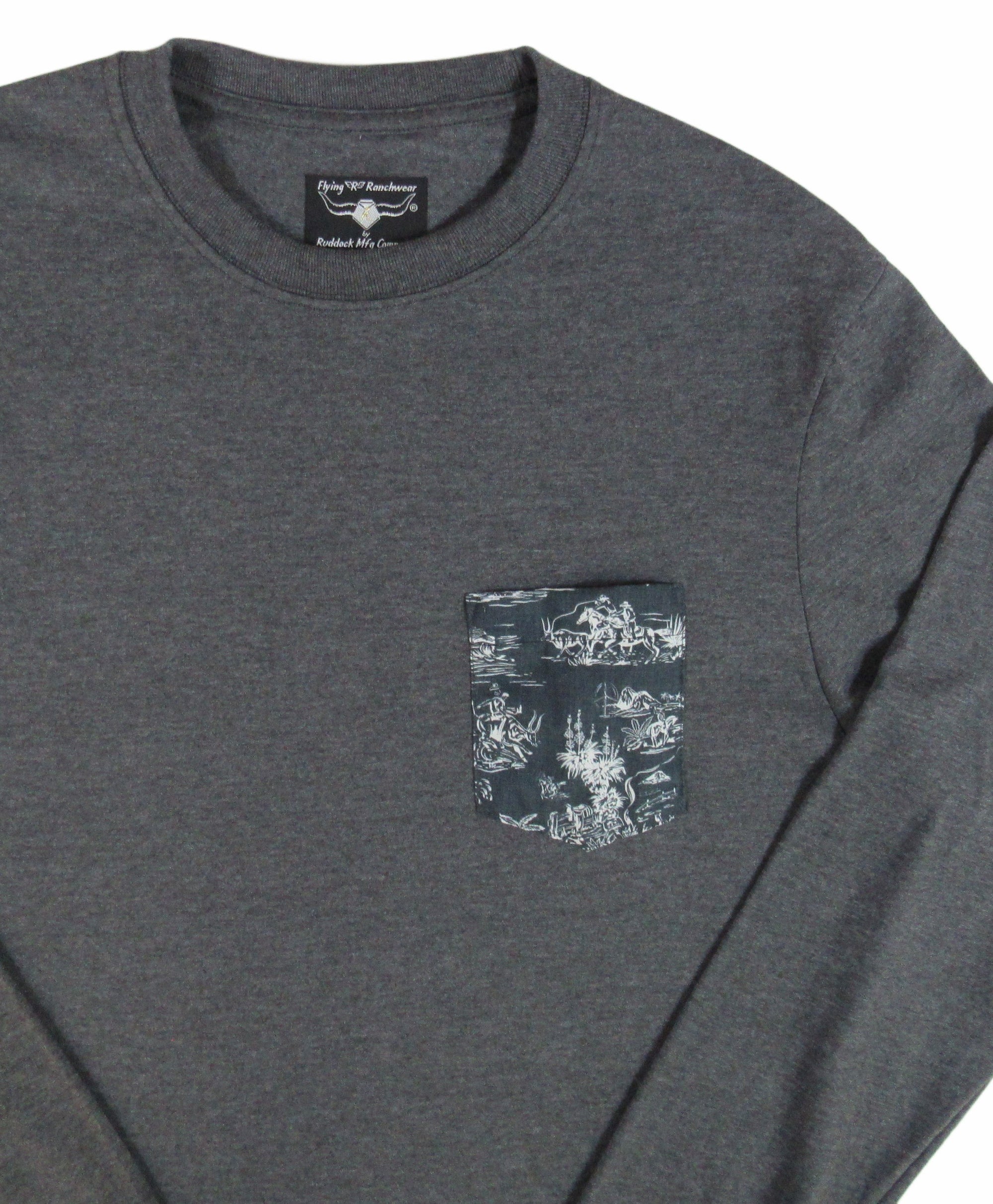 Flying R Ranchwear - Novelty Print - Long Sleeve - Pocket T-shirt - Made in USA