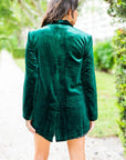 Hunter Green Velvet Blazer-clearance