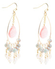 Watermelon Kiss Mint Blue Jasper Chandelier Golden Earrings