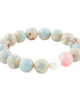 Watermelon Kiss Mint Blue Jasper Stretch Bracelet