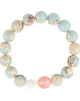 Watermelon Kiss Mint Blue Jasper Stretch Bracelet