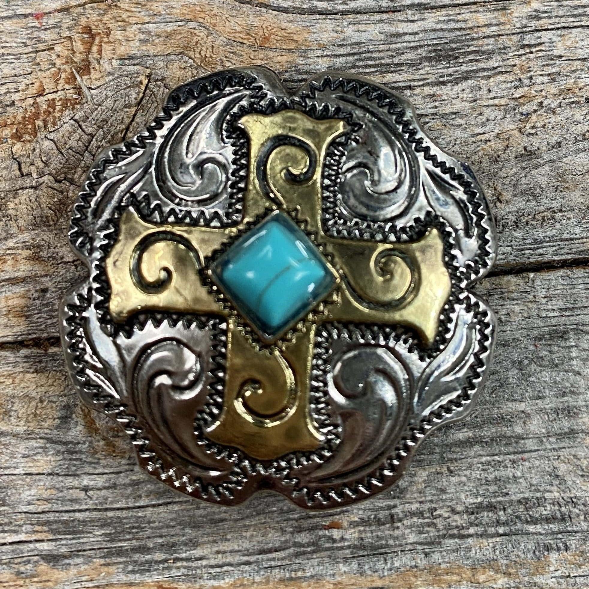 Antique Silver &amp; Gold Concho 1.5&quot; W189L
