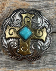 Antique Silver & Gold Concho 1.5" W189L