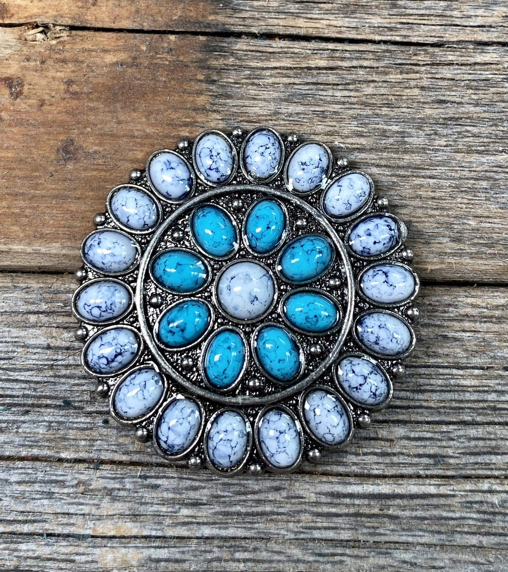 Blue &amp; White Turquoise Concho 1.5&quot; W212