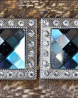 Western Screw Back Concho Turquoise Crystal Nickel Finish Square Saddle