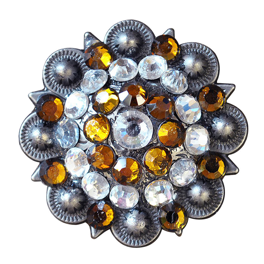 1.5&quot; Hilason Western Style Silver Berry Rhinestone Bling Tack Headstall Saddle Concho Yellow