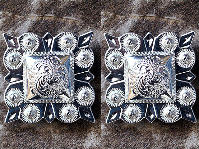 Western Screw Back Concho German Silver 1 In Square Cowgirl S Hilason