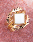 White Jasper Aztec Ring
