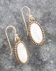 White Mother of Pearl Oval Golden Drop Earrings