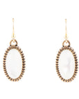 White Mother of Pearl Oval Golden Drop Earrings