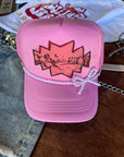 White Pearl Bow Trucker Hat Chain