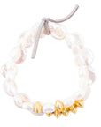 White Pearl Golden Stretch Bracelet Set