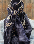 35X35" Blue and Cream Paisley Wild Rag / Scarf WR433