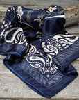 35X35" Blue and Cream Paisley Wild Rag / Scarf WR433