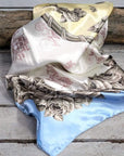 35X35" Pale Blue & Cream Floral Wild Rag / Scarf WR590