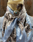 35X35" Pale Blue & Cream Floral Wild Rag / Scarf - W189L Slide WRC590B