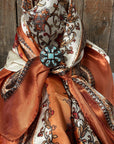 35X35" Burnt Orange & Tan Wild Rag / Scarf -W120L Slide WRC2179A