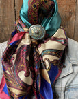 35X35" Electric Turquoise Paisley Wild Rag / Scarf -W109 Slide WRC606B