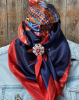 35X35" Feathers Wild Rag / Scarf - Bright Ruby & AB Slide WRC642B