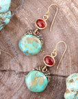 Wilder Turquoise Carnelian and Bronze Drop Earrings