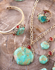 Wilder Turquoise Carnelian and Bronze Drop Earrings