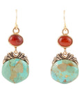 Wilder Turquoise Carnelian and Bronze Drop Earrings