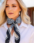 35X35"  Blue and Cream Paisley Wild Rag / Scarf WR3408