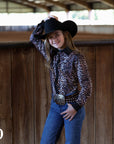 *YOUTH* BLACK LEOPARD RODEO SHIRT
