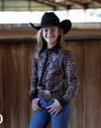 *YOUTH* BLACK LEOPARD RODEO SHIRT