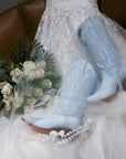 Z5253 - WOMEN'S BABY BLUE EMBROIDERY SNIP TOE COWBOY BOOT