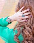 Zion Blue Turquoise Multi-Stone Golden Cuff Bracelet