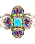 Zion Blue Turquoise Multi-Stone Golden Cuff Bracelet